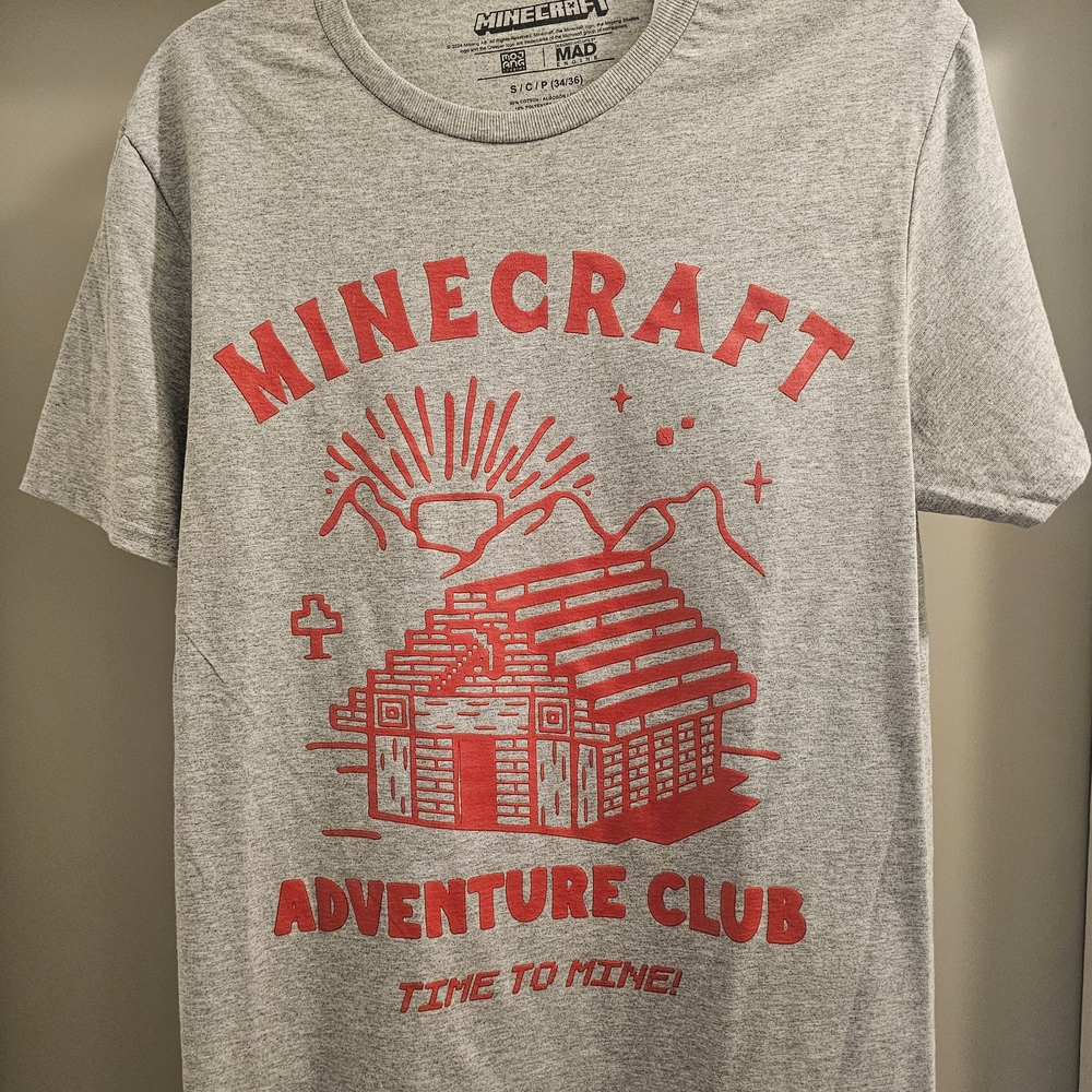 Minecraft Adventure Club Gray T-Shirt Men's Size Large